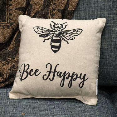 Bee Happy Pillow, 10 x 10 - The Fox Decor